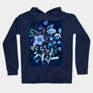 Blue Cyanotype floral Hoodie